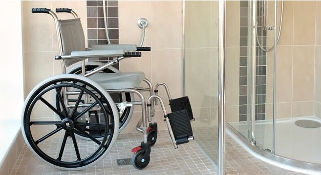 shower chair in bathroom