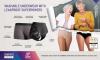 Graphic showing benefits of JustnCase and Confitex for Men male and female incontinence underwear 