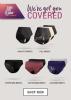 Graphic showing benefits of JustnCase and Confitex for Men male and female incontinence underwear  
